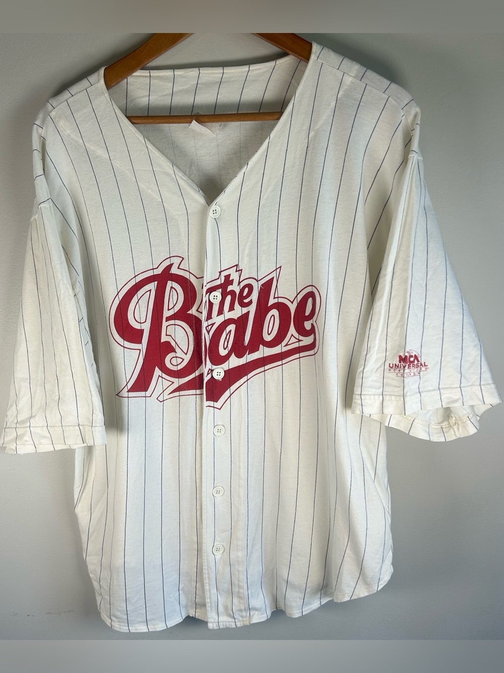 VTG 1992 The Babe John Goodman Movie Promo Baseball Jersey L MCA Universal